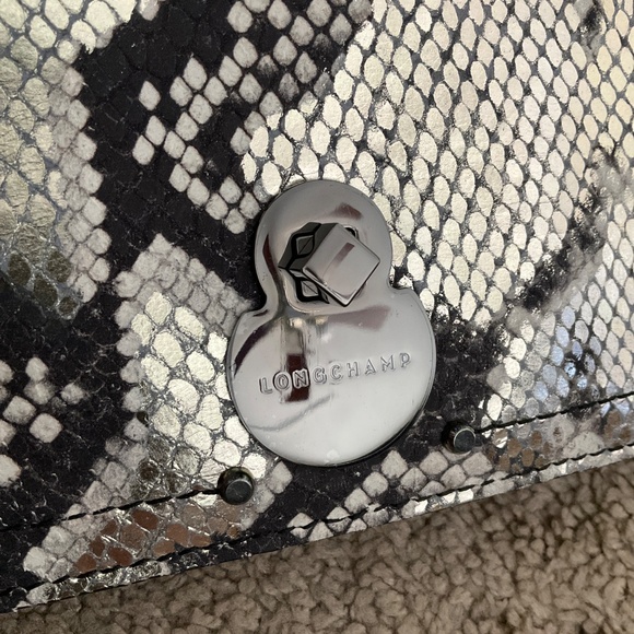 Longchamp Crossbody Clutch Bag Metallic Suede Leather - Picture 3 of 10